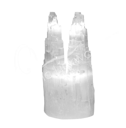 Unikat SELENITLAMPE DOPPEL-EISBERG OHNE KABEL 30-35 CM